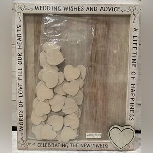 Wedding Guest Best Wishes And Advice Picture Frame 50 Wood Hearts 14.5” X 12”